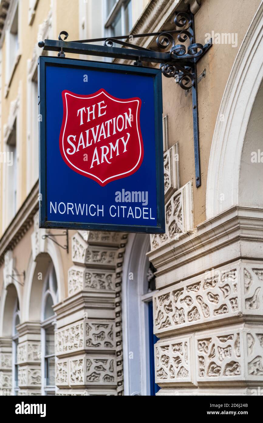 Salvation Army Norwich Zitadelle auf der St Giles St im Zentrum von Norwich. Stockfoto