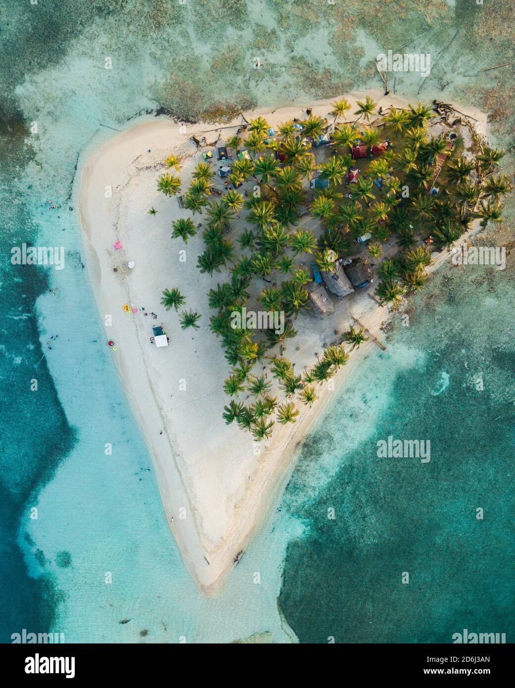 Luftaufnahme, tropische Insel mit Palmen, San Blas Inseln Stockfoto
