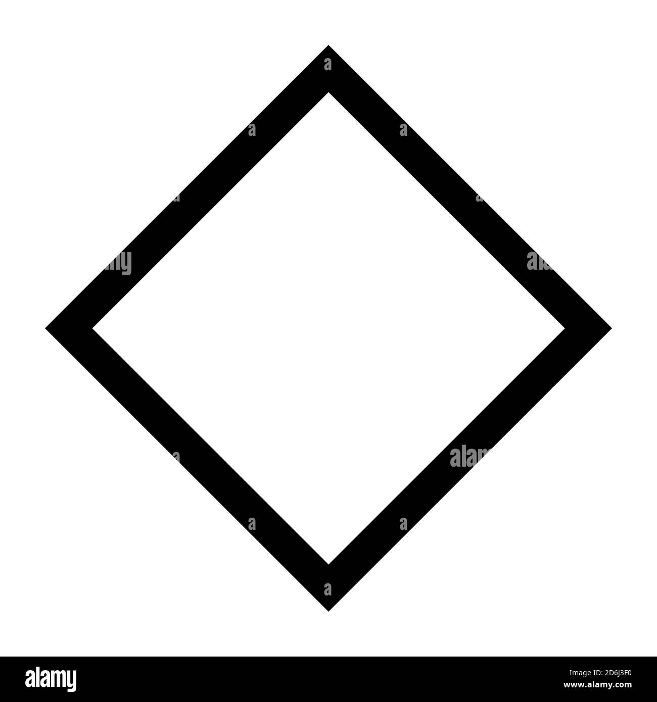 Schwarzes Quadrat auf weißem Hintergrund. Isoliertes Viereck. Stockfoto