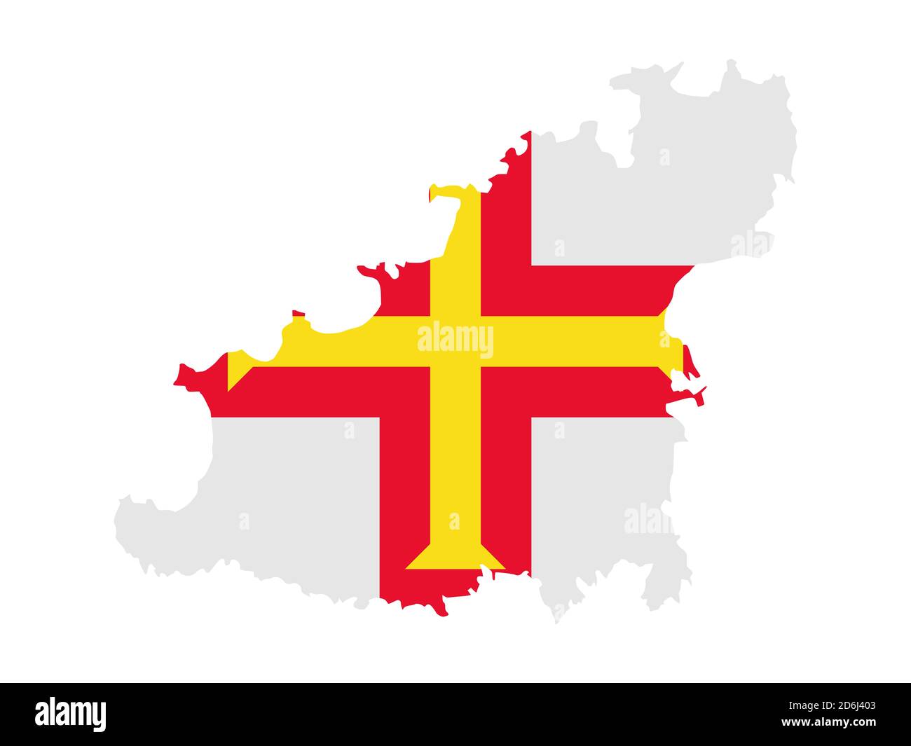 Flagge in Form des geographischen Landes, Guernsey, Nordeuropa, Kanalinseln Stockfoto