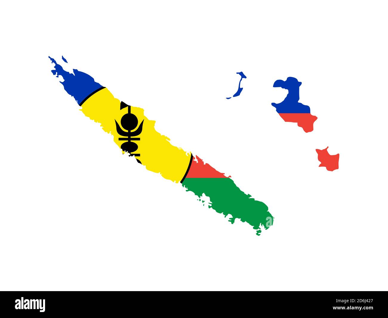 Flagge in Form des geographischen Landes, Neukaledonien, Melanesien, Ozeanien Stockfoto