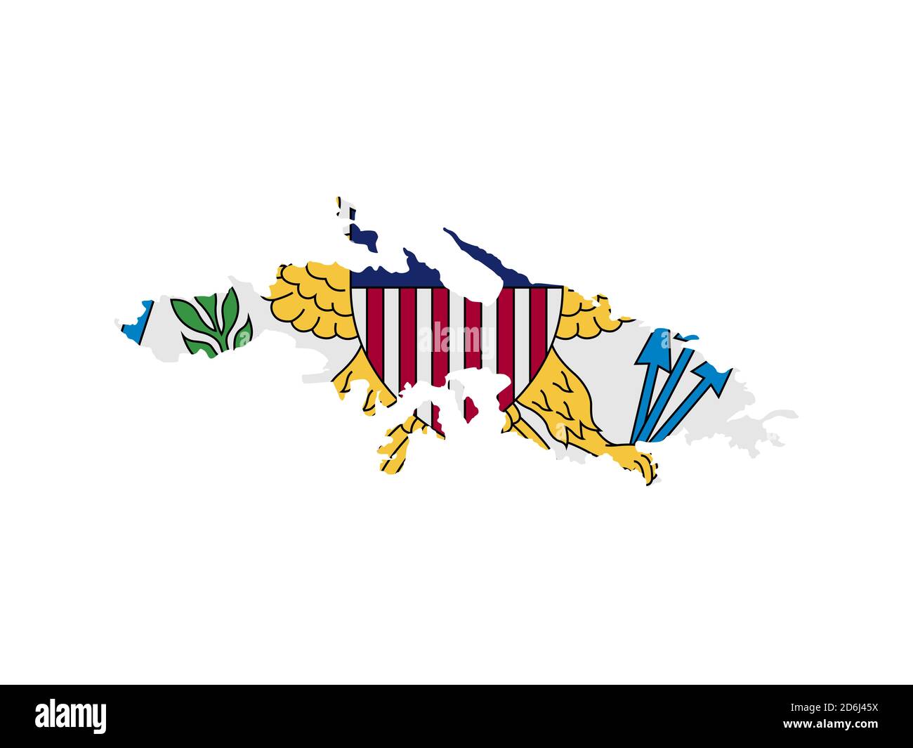 Flagge in Form des geographischen Landes, amerikanische Jungferninseln, Lateinamerika und Karibik, Karibik, Nord- und Südamerika Stockfoto