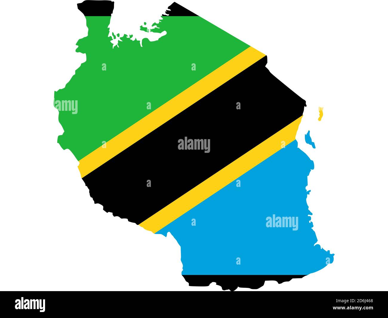 Flagge in Form des geographischen Landes, Tansania, Vereinigte Republik, Subsahara-Afrika, Ostafrika, Afrika Stockfoto