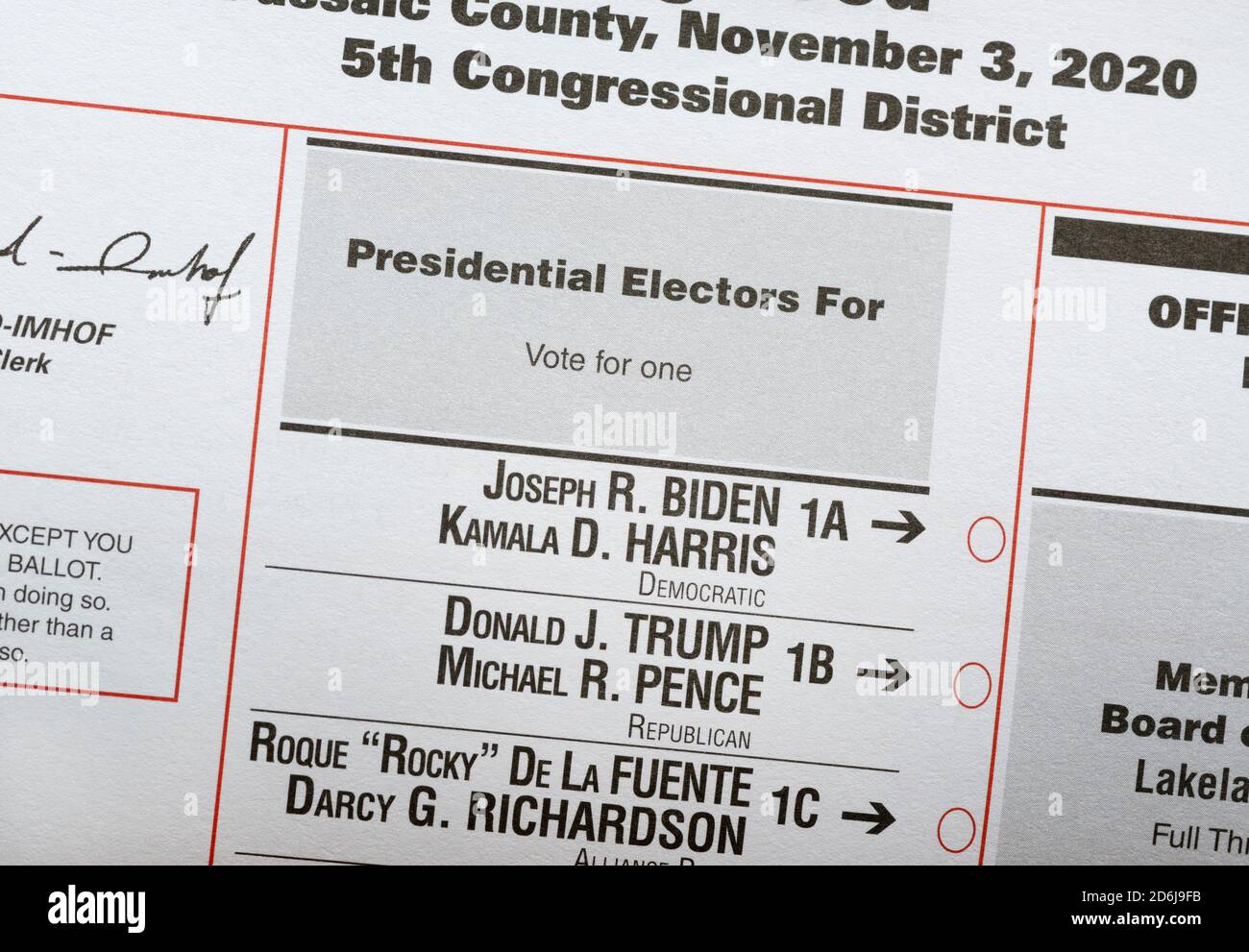 Mail-in Stimmzettel, 2020 Präsidentschaftswahl Vereinigte Staaten Stockfoto