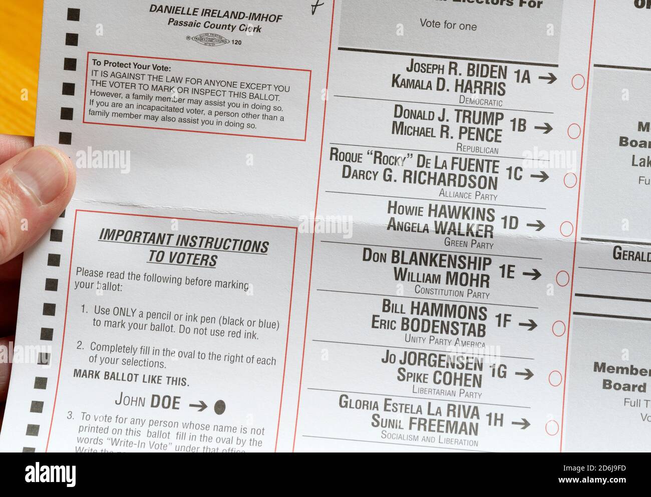 Mail-in Stimmzettel, 2020 Präsidentschaftswahl Vereinigte Staaten Stockfoto