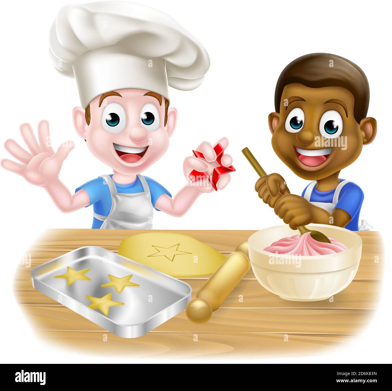 Cartoon Kid Chefs Kochen Stock Vektor