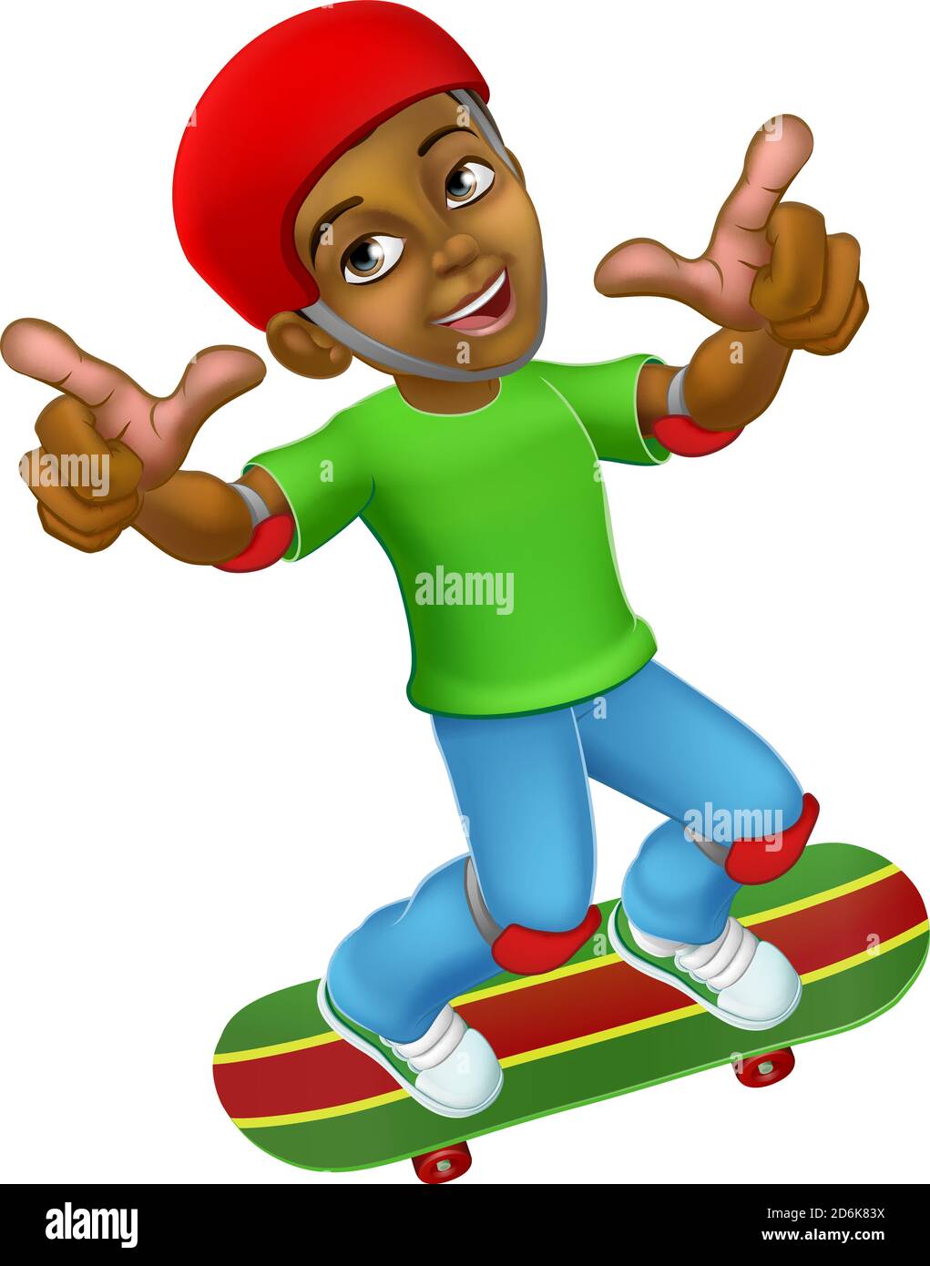 Junge Kind Kind auf Skateboard Skateboarding Cartoon Stock Vektor