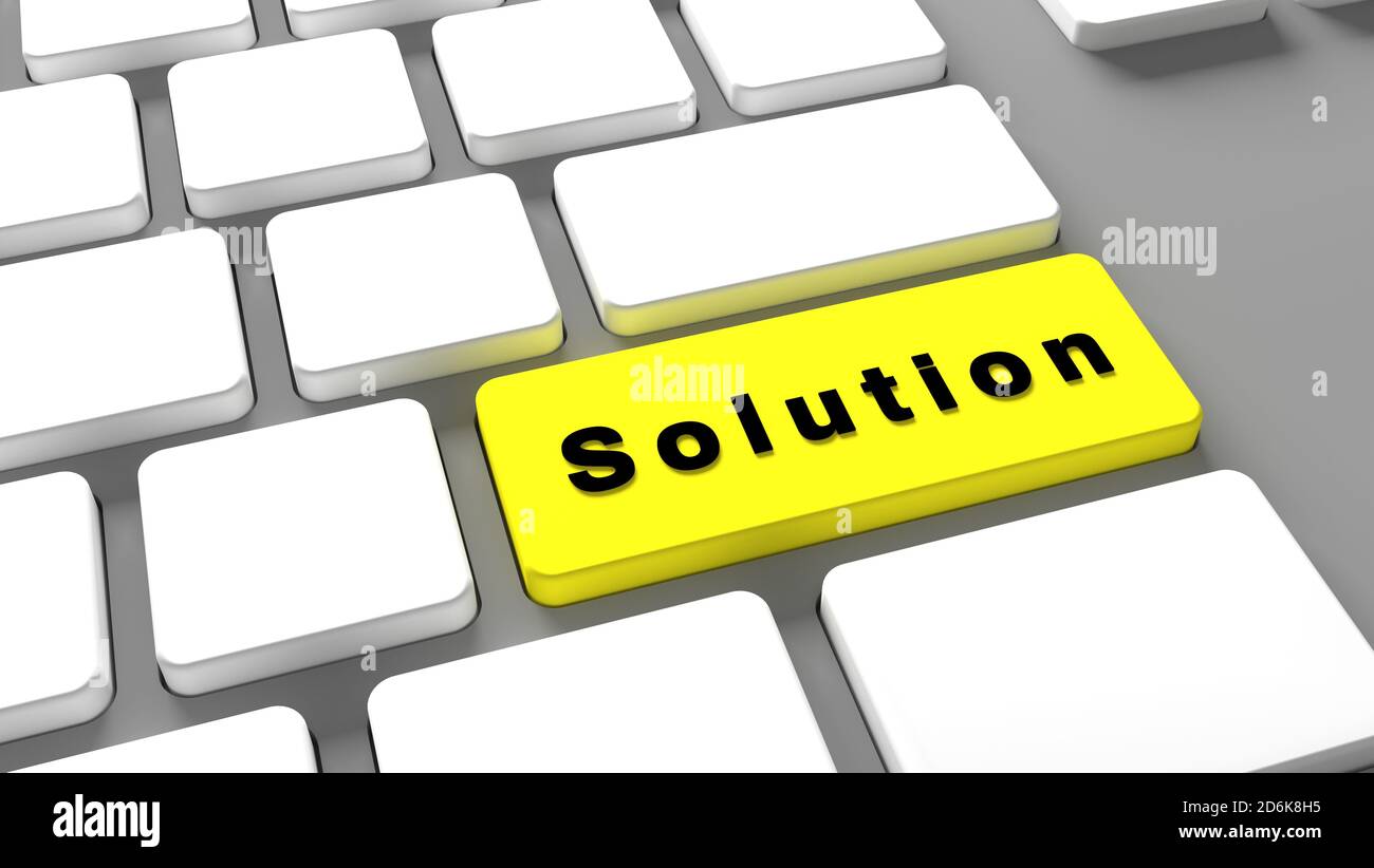 Lösung Tastatur-Taste - Online-Hilfe - technischer Support auf der Website Konzept Kundendienst - 3d-Illustration Stockfoto