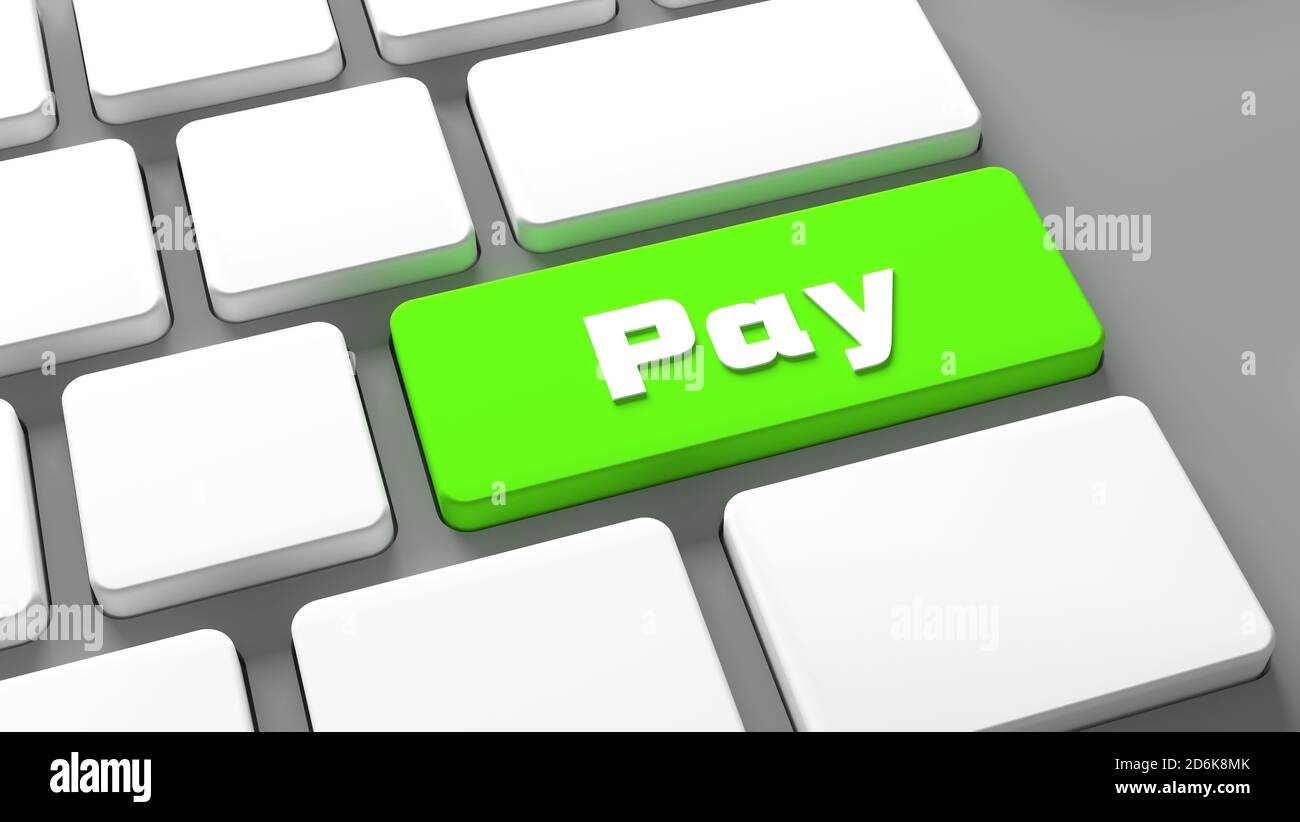 Pay Keyboard Button - elektronisch - Internet Online-Shopping-Konzept E-Commerce Stockfoto