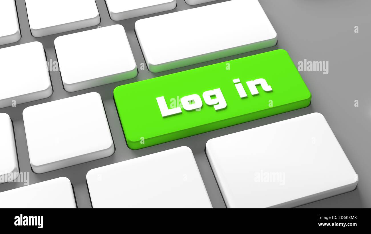 Anmelden Tastatur-Taste - Internet Online-Anmeldung Konzept Registrieren Sie sich bei einem neuen Benutzer der Website Stockfoto