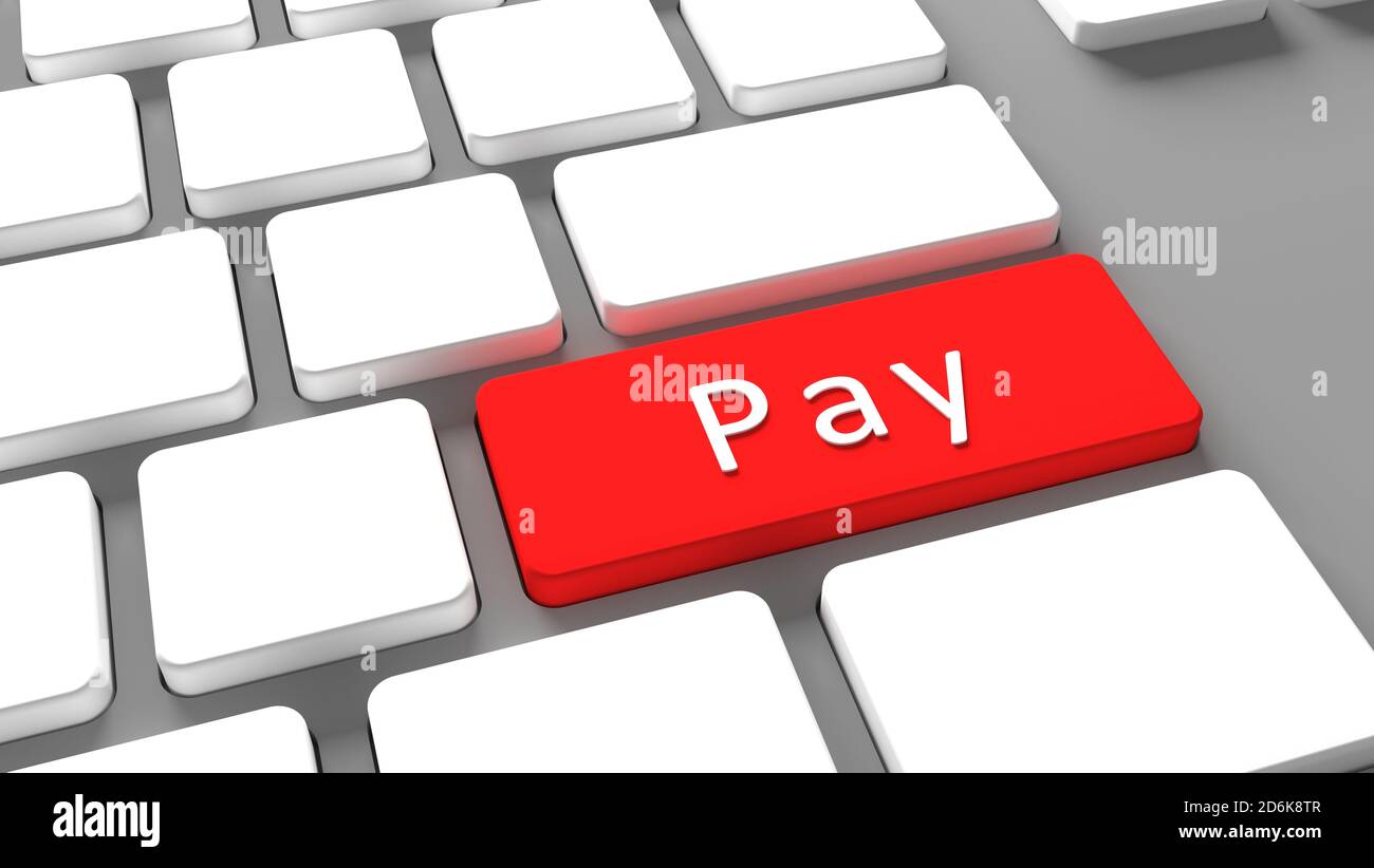 Pay Keyboard Button - elektronisch - Internet Online-Shopping-Konzept E-Commerce Stockfoto