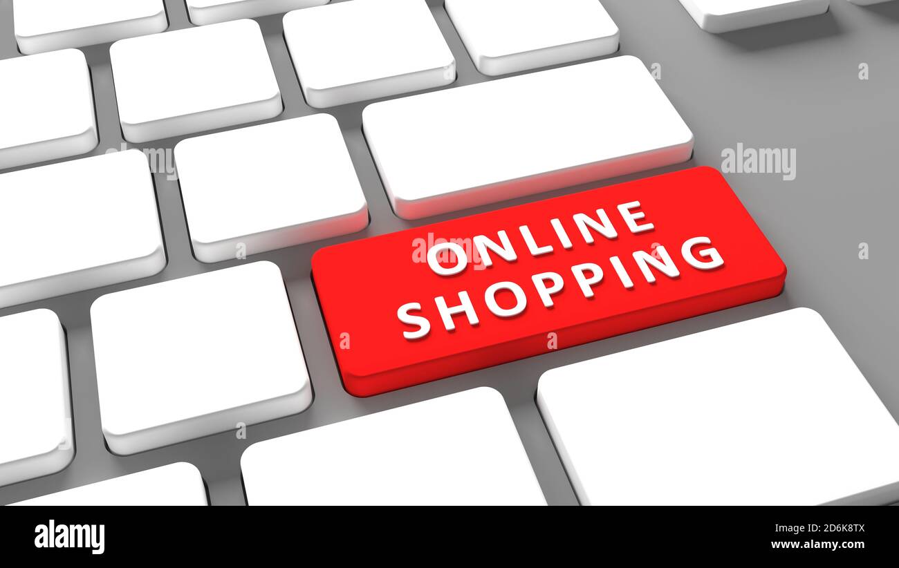 Shopping Keyboard Button - elektronisch - Internet Online-Shopping-Konzept E-Commerce Stockfoto