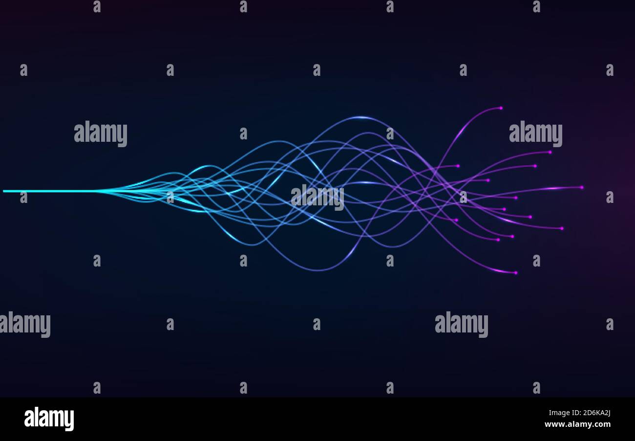 ki - Künstliche Intelligenz und Deep Learning Konzept der neuronalen Netze. Kurvenausgleich. Blaue und violette Linien. Vektorgrafik Stock Vektor
