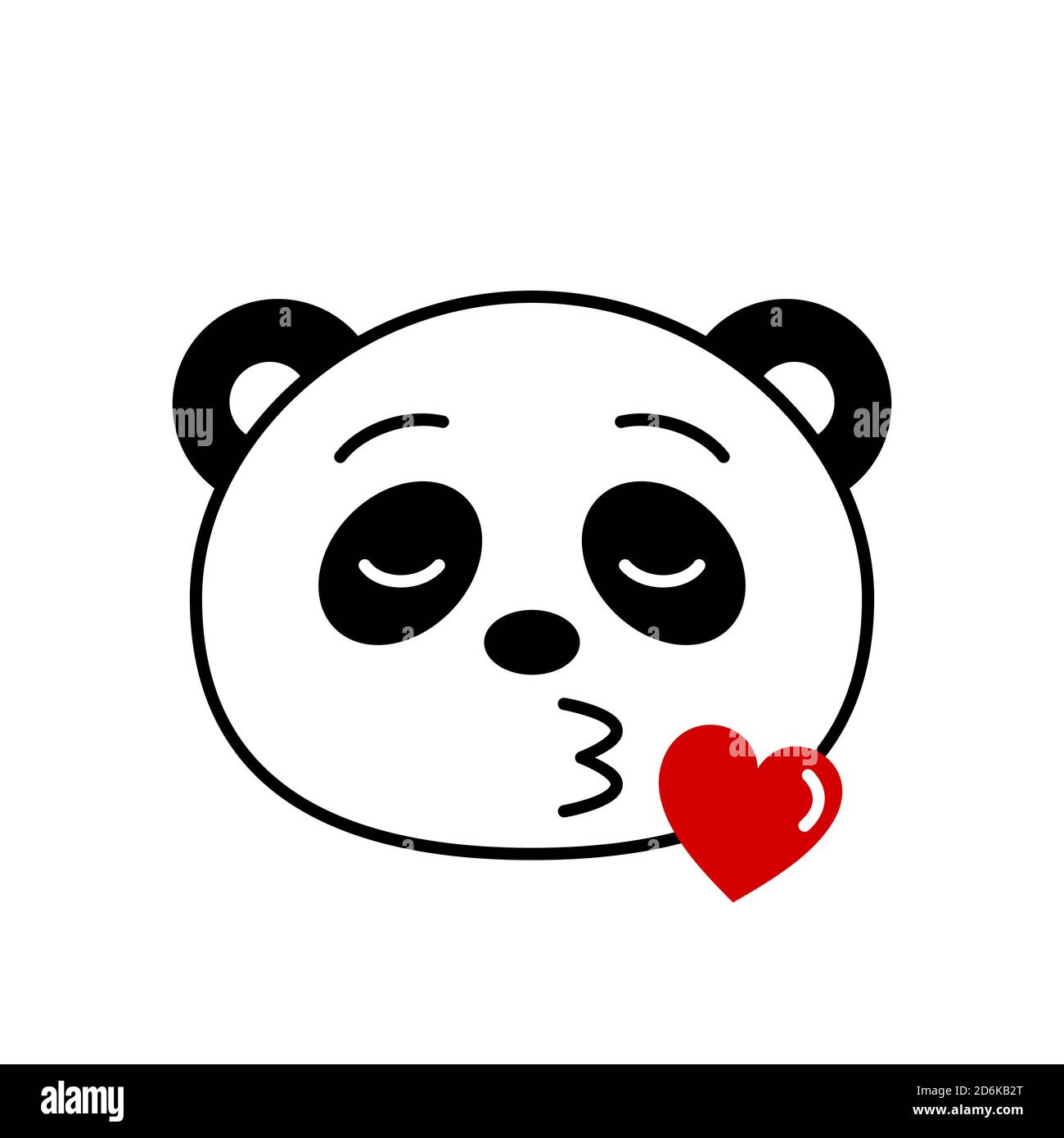 Panda Bar Emoji Senden Kuss Cute Panda Schlage Kuss Lustige Kawaii Panda In Der Liebe Romantischer Tiercharakter Mit Herz Und Lippen Isoliert Auf Weiss Stock Vektorgrafik Alamy