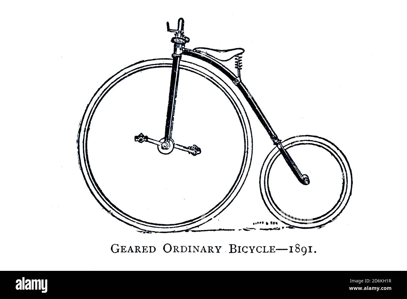 Getriebe normales Hochrad 1891 von Wheels and Wheeling; ein unverzichtbares Handbuch für Radfahrer, mit über zweihundert Illustrationen von Porter, Luther Henry. Veröffentlicht in Boston im Jahr 1892 Stockfoto