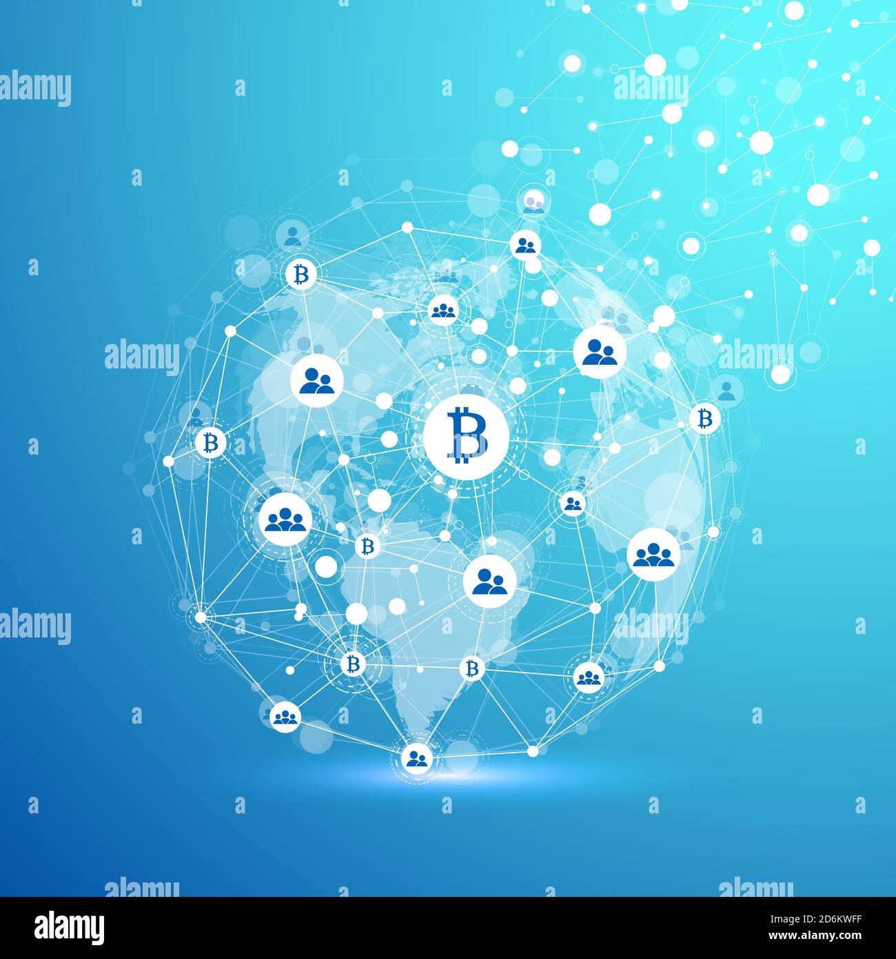 Internet-Verbindung Hintergrund, abstrakter Sinn für Wissenschaft und Technologie Grafikdesign. Abbildung der globalen Netzwerkverbindung Stockfoto