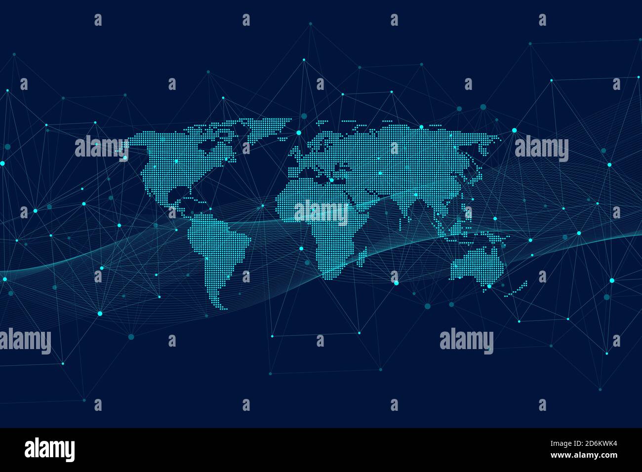 Globale Netzwerkverbindungen mit Punkten und Linien. Drahtmodell Hintergrund. Abstrakte Verbindungsstruktur. Polygonaler Raum Hintergrund, Illustration Stockfoto
