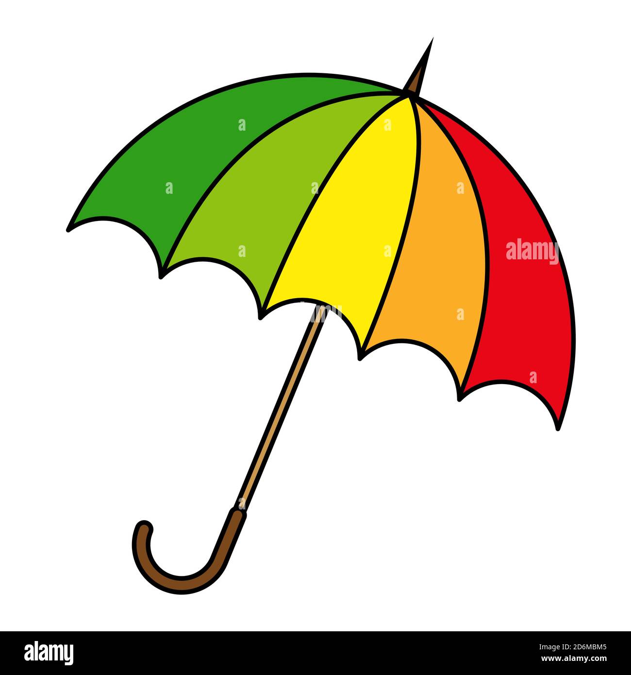 Regenschirm Cartoon Vektor Illustration. Sonnenschirm Clip Art isoliert auf weiß. Symbol für herbstlichen Regenschutz. Farbenfrohes, saisonales Design. EPS 10-Zeichnung. A Stock Vektor
