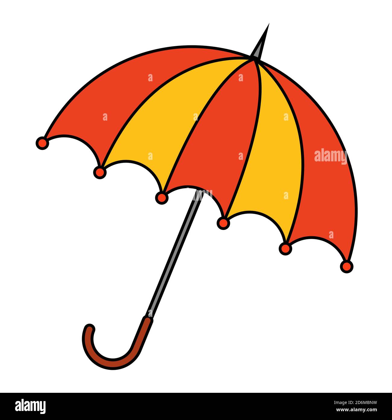 Sonnenschirm Clip Art isoliert auf weiß. Regenschirm Cartoon Vektor Illustration. Farbenfrohes, saisonales Design. Symbol für herbstlichen Regenschutz. Herbstmeteorolo Stock Vektor