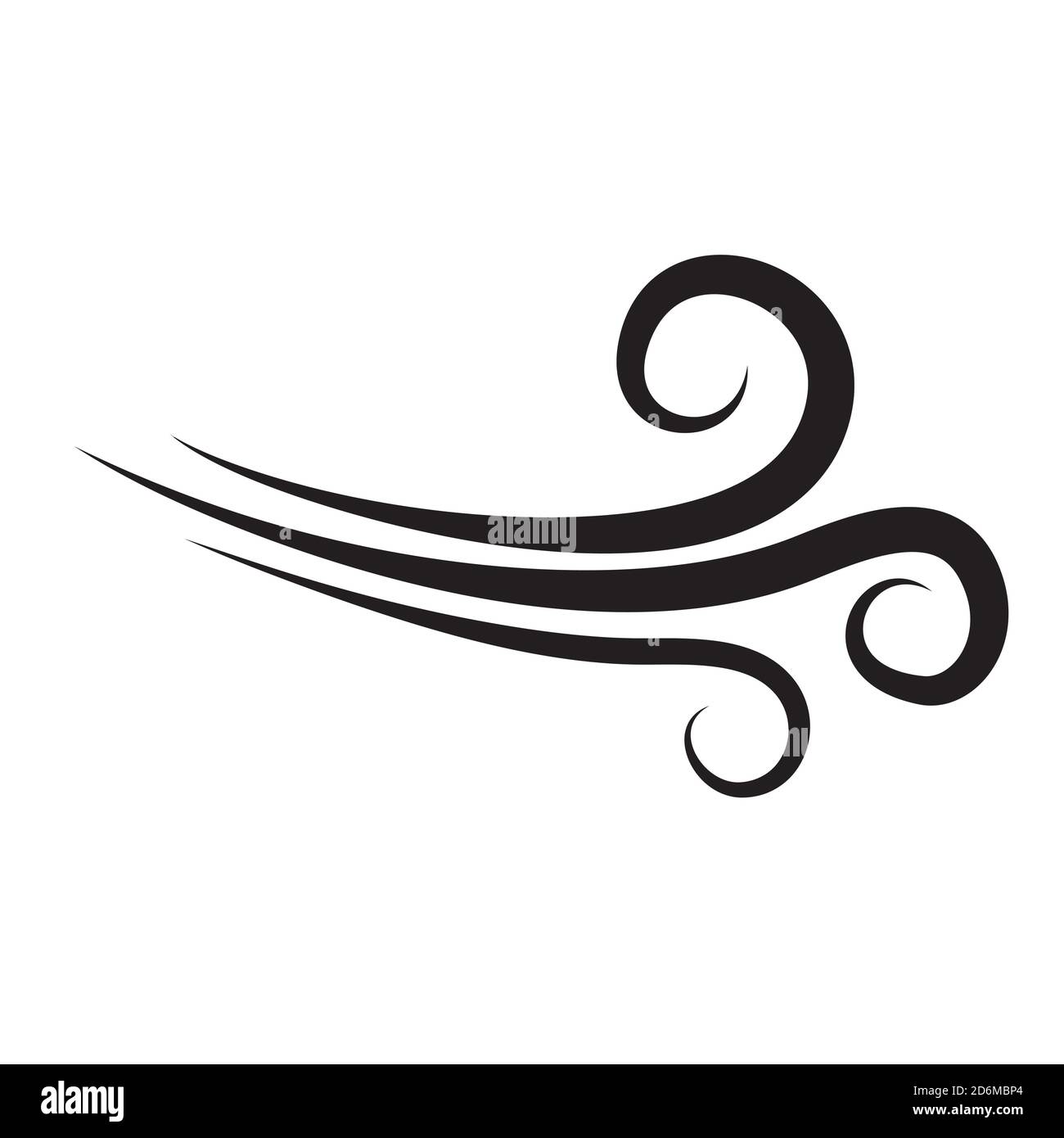 Symbol „Windkritzel“. Symbol für handgezeichnete Blasluft. Windiger Schlag isoliert auf weiß. Zierwirbel. Silhouette von twirl herbstlichen Wetter Vektor Sha Stock Vektor
