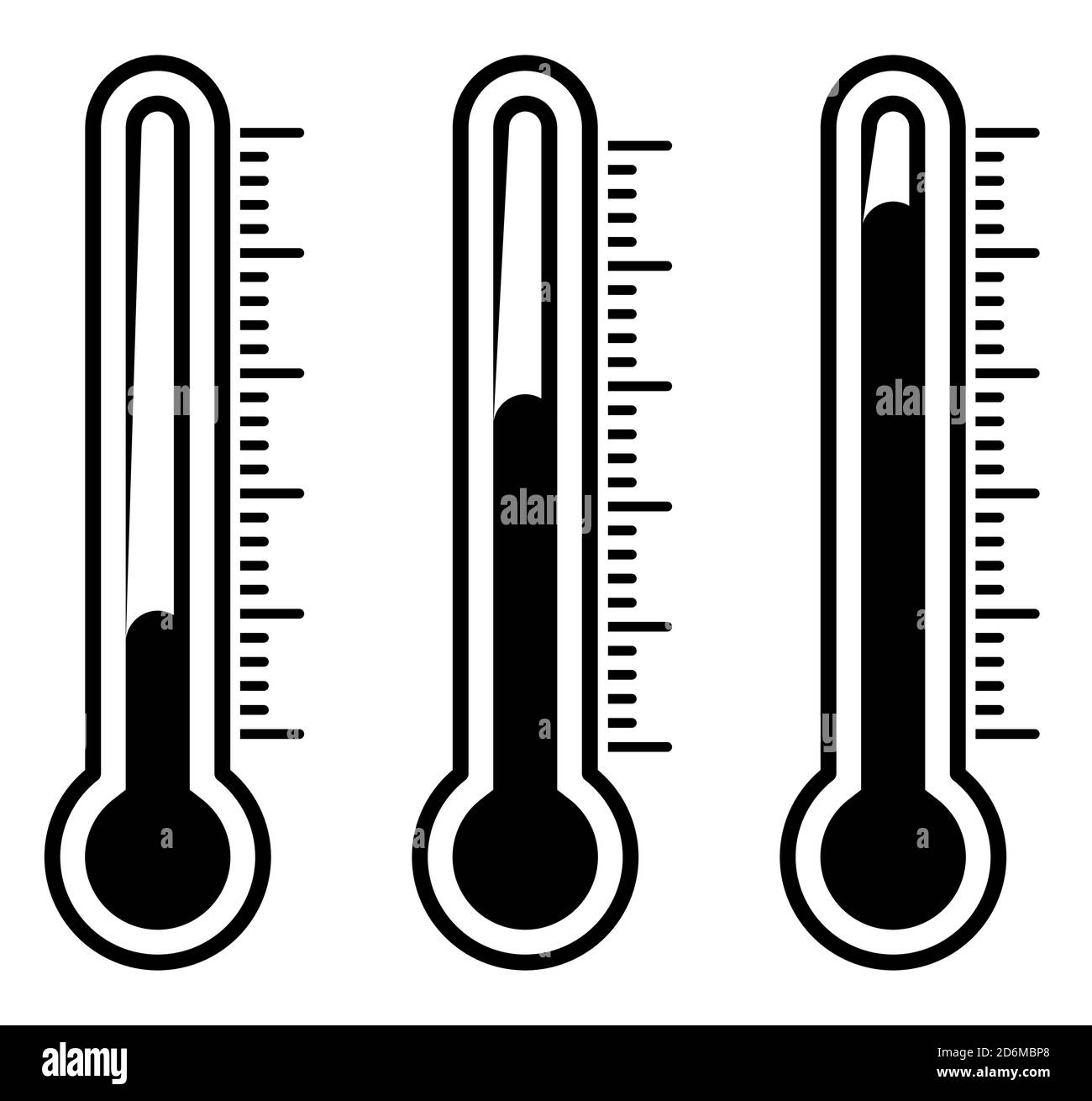 Thermometer Silhouette Illustration isoliert auf weiß. Herbstliches Schwarz-Weiß-Vektor-Design. Wetteranzeige, schwarzes Symbol. Warmer Skal Stock Vektor
