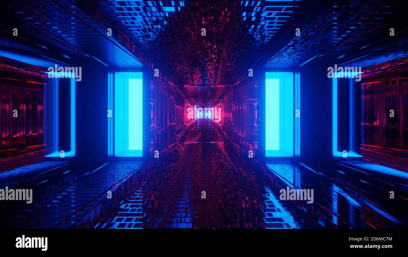 Beleuchtetes Panel der modernen Cyber Pods 4k uhd 3d-Illustration Hintergrund Stockfoto