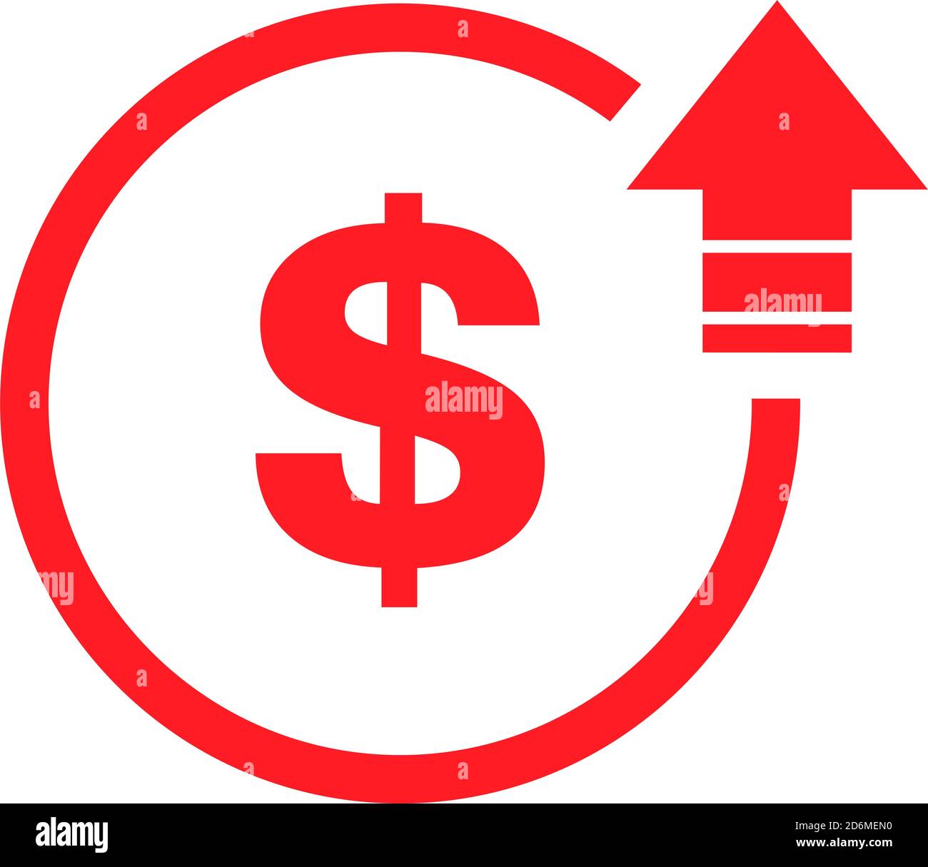 Symbol für „Kostenfaktor“, Symbol für Dollar-Anstieg. Vektorsymbol auf Hintergrund isoliert Stock Vektor
