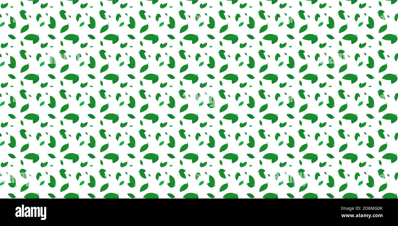 Nahtlose Muster mit grünen Blättern auf weißem Hintergrund Stock Vektor