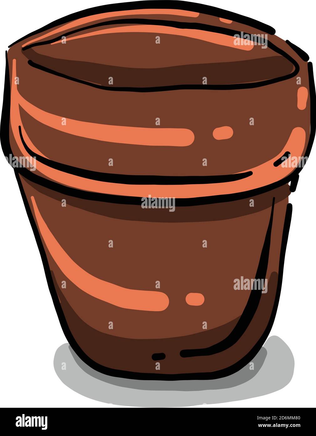 Brauner Blumentopf, Illustration, Vektor auf weißem Hintergrund Stock Vektor