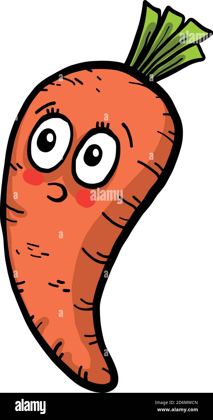 Besorgt Karotte, Illustration, Vektor auf weißem Hintergrund Stock Vektor