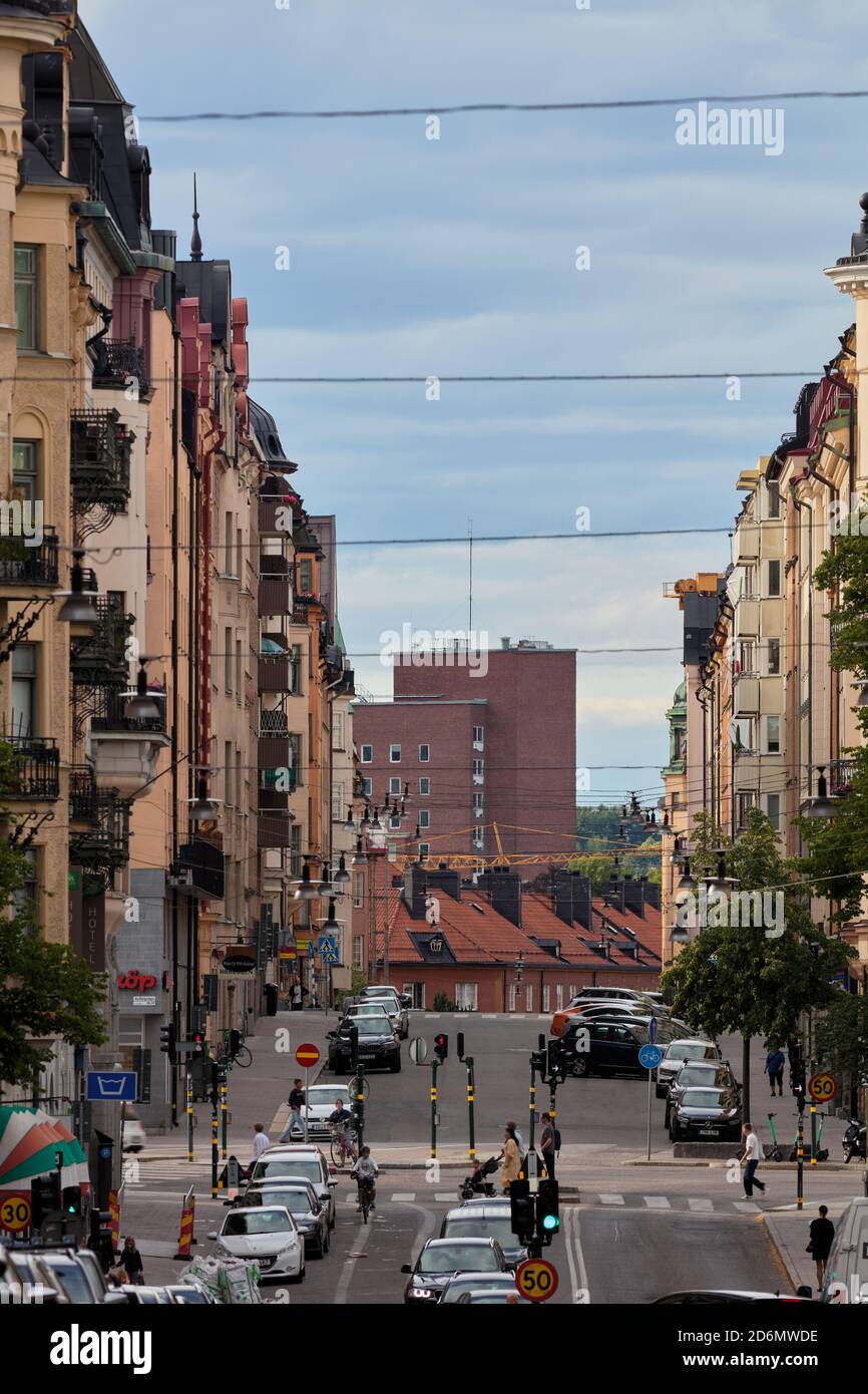 Västmannagatan und seine Kreuzung mit Karlbergsvägen in Stockholm, Schweden Stockfoto