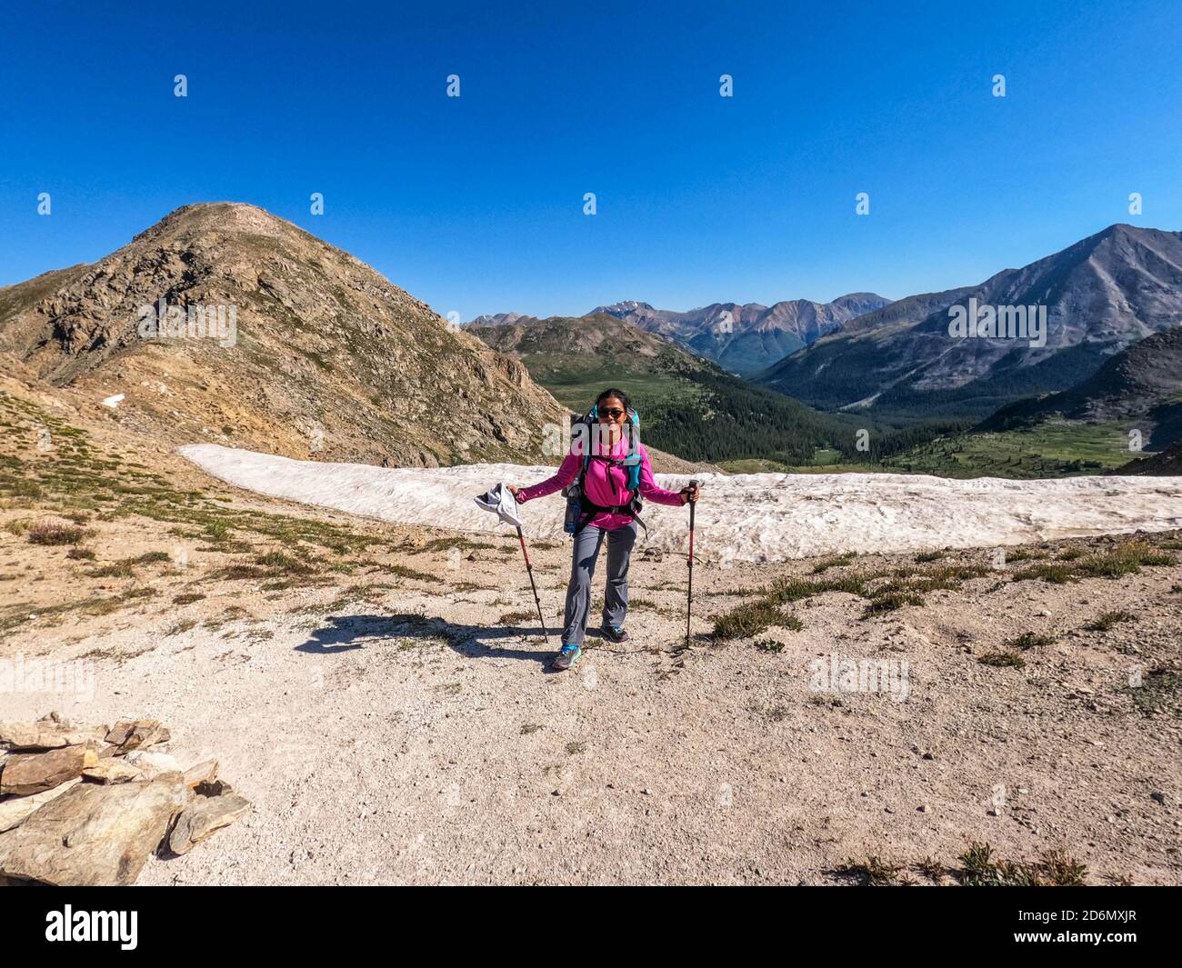 Wandern zum Lake Ann Pass, Collegiate West auf dem 485 Meilen langen Colorado Trail, Colorado Stockfoto
