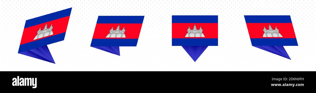 Flagge Kambodschas im modernen abstrakten Design, Vektor-Flag-Set. Stock Vektor