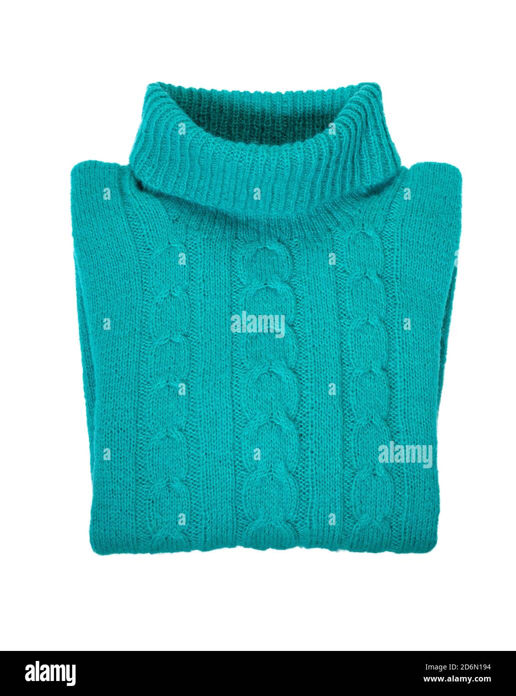 Pullover isoliert auf weißem Hintergrund. Blauer warmer Pullover mit  Muster. Winterpullover Stockfotografie - Alamy