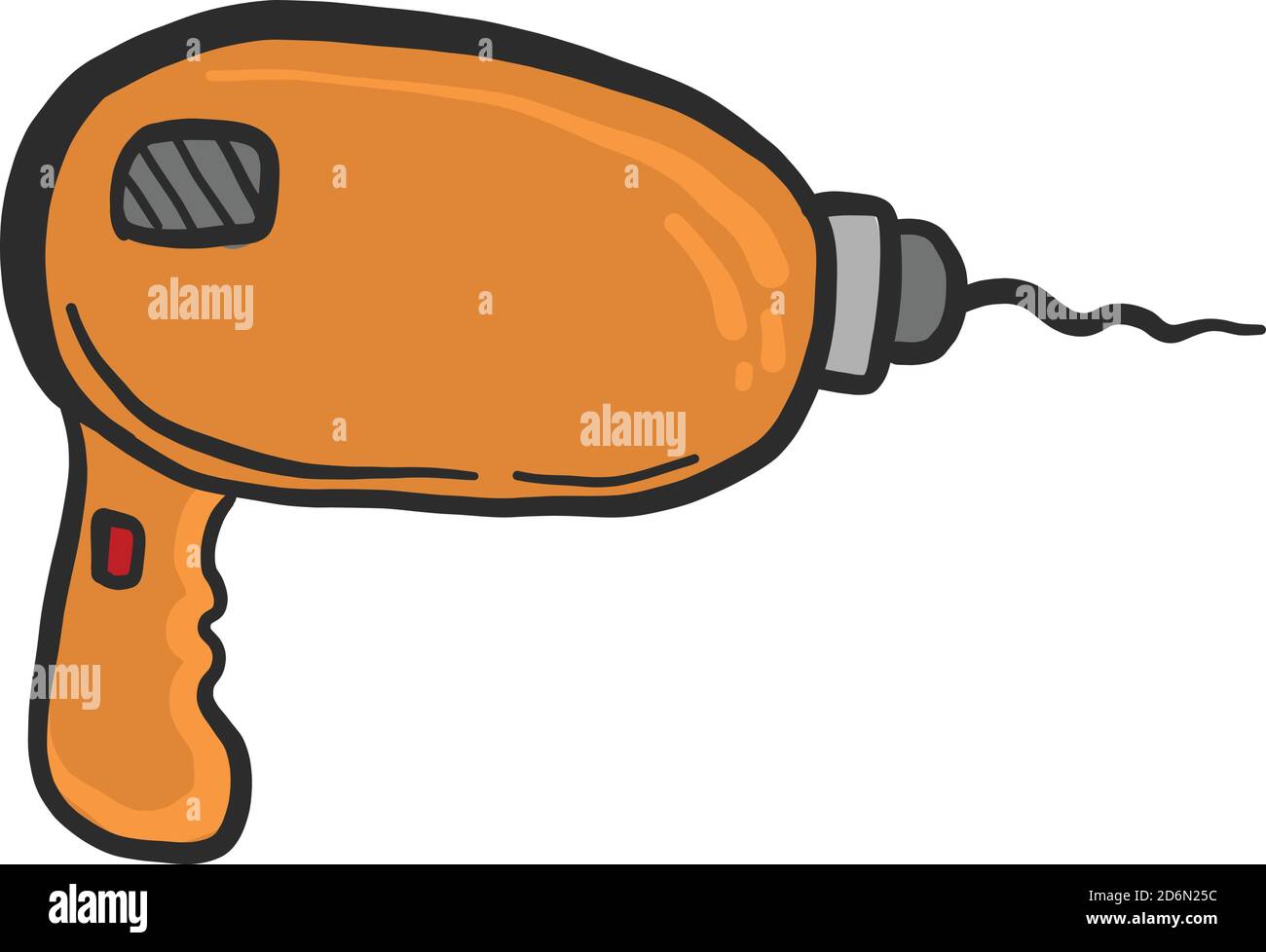 Orangefarbener Bohrer, Illustration, Vektor auf weißem Hintergrund Stock Vektor
