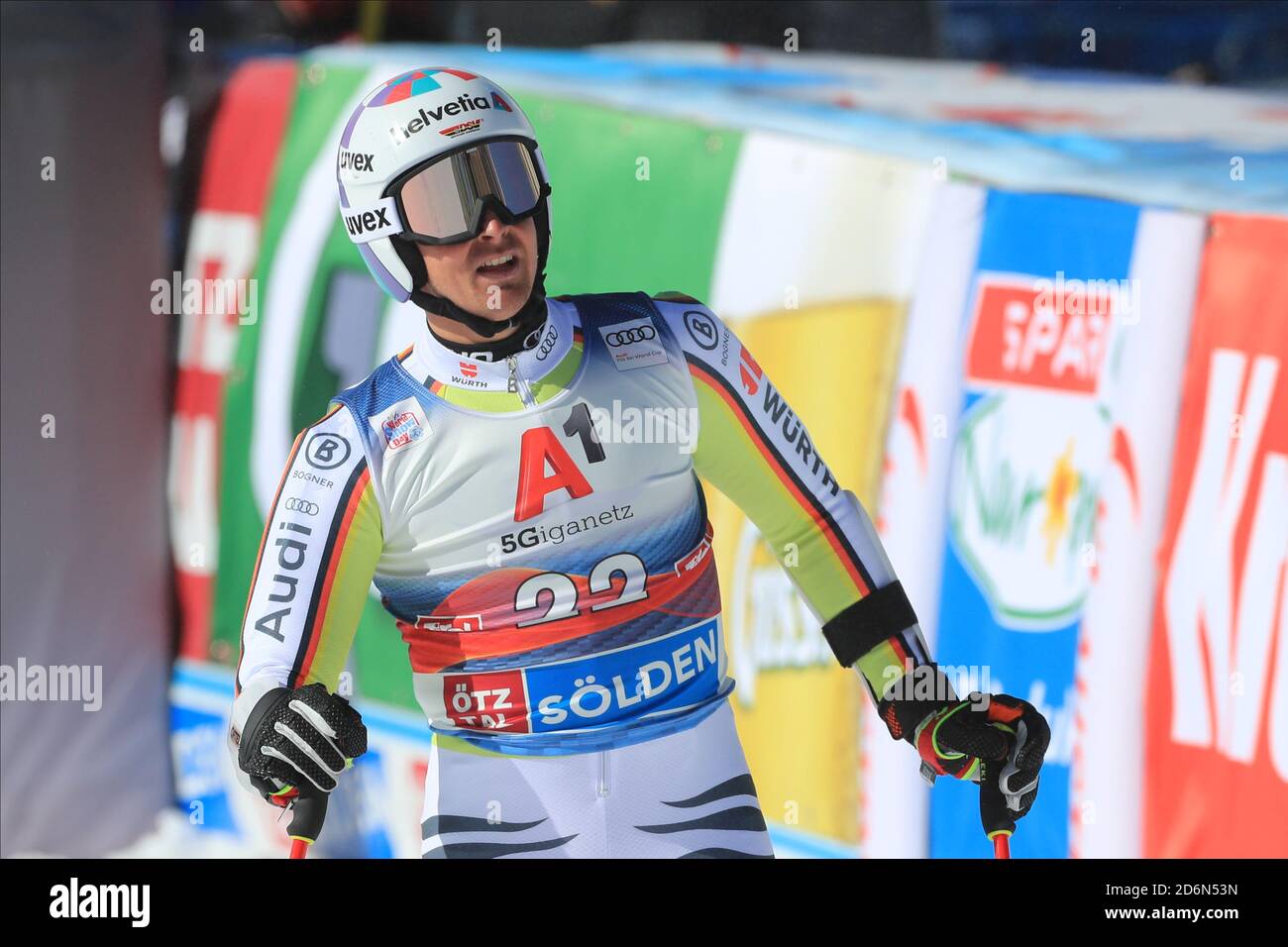 Solden, Österreich. Oktober 2020. SOELDEN, ÖSTERREICH. 18 2020. OKTOBER: 1. Herren-Riesenslalom im Rahmen des Alpinen Ski-Weltcups in Solden am 18. Oktober 2020; Lauf 2, Stefan Luitz (GER) (Foto: Pierre Teyssot/ESPA-Images) Credit: European Sports Photo Agency/Alamy Live News Stockfoto