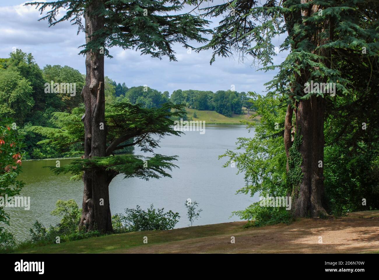 Der See auf dem Gelände des Blenheim Palace in der Nähe von Woodstock, Großbritannien Stockfoto