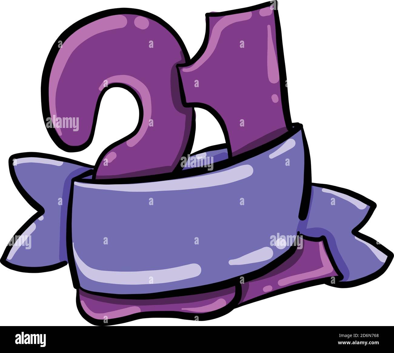 Happy Twenty One, Illustration, Vektor auf weißem Hintergrund Stock Vektor
