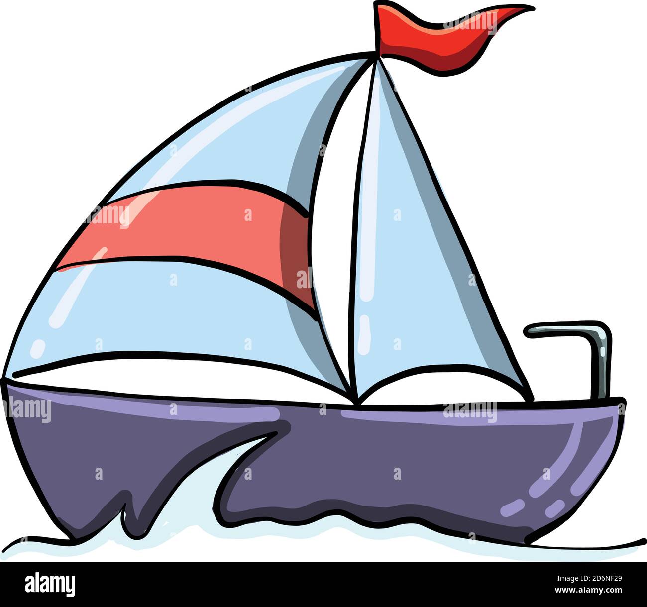 Kleines Schiff, Illustration, Vektor auf weißem Hintergrund Stock Vektor