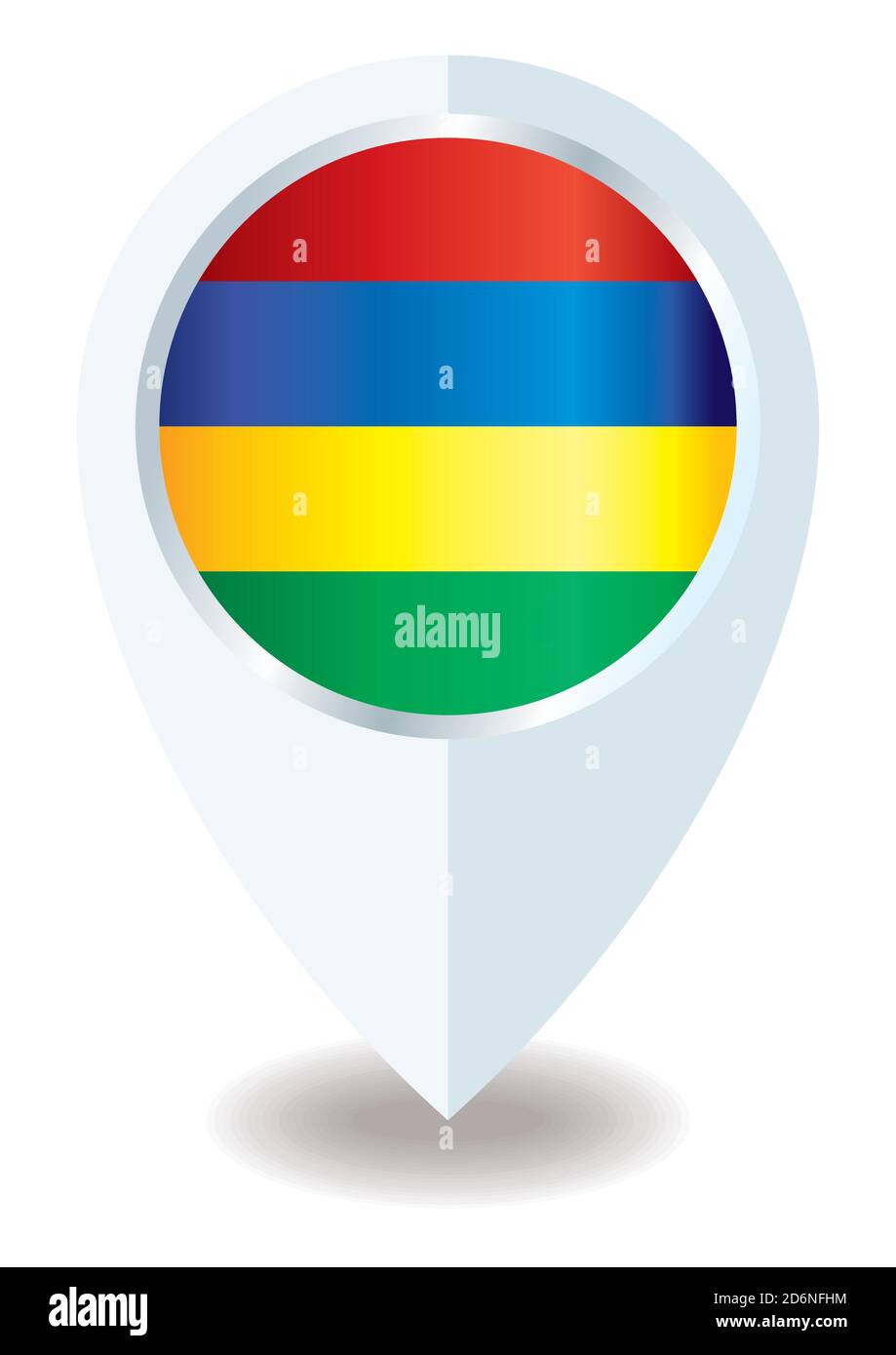 Flagge von Mauritius, Standortsymbol für Mehrzweck, Republik Mauritius. Stock Vektor