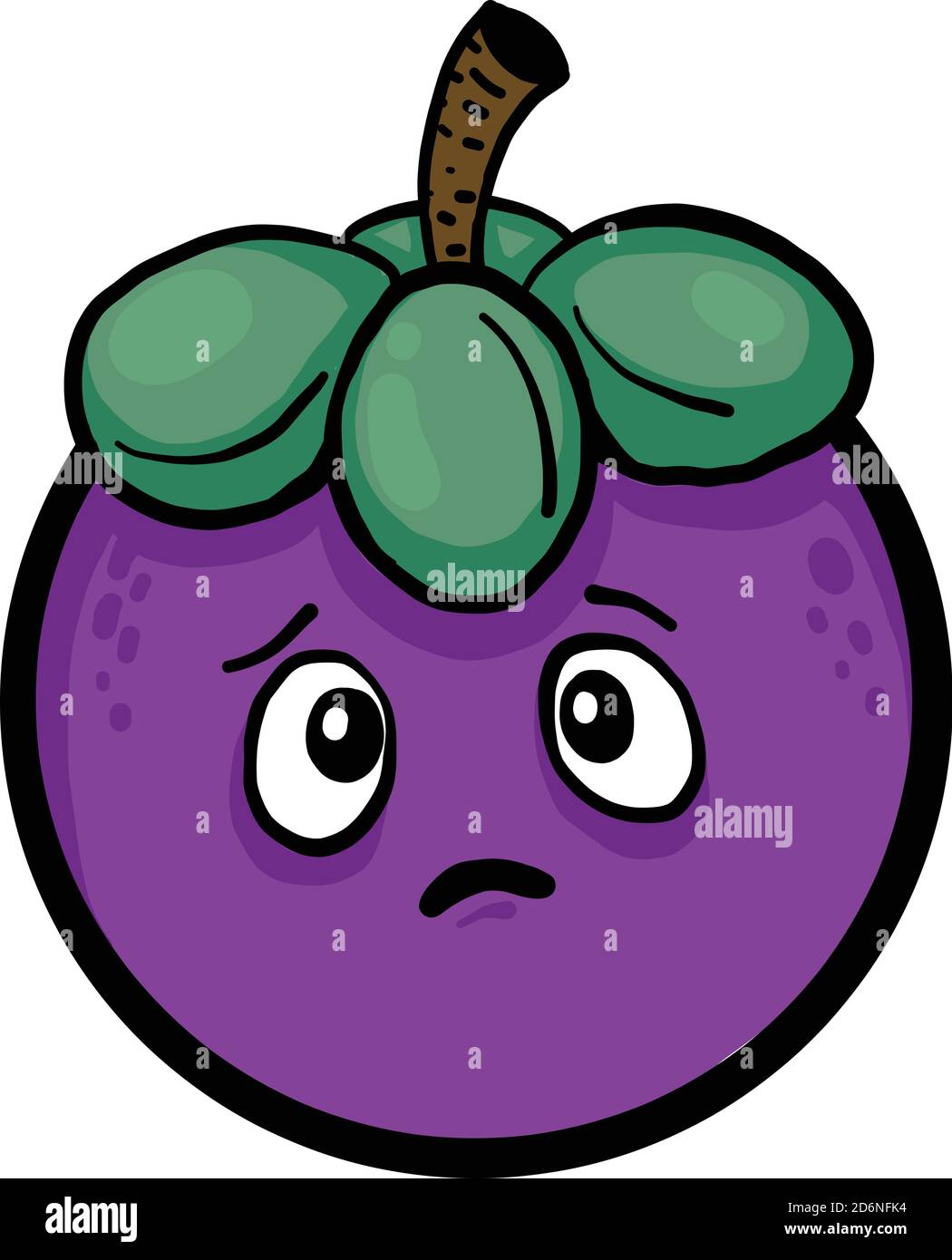 Traurige Mangostan, Illustration, Vektor auf weißem Hintergrund Stock Vektor