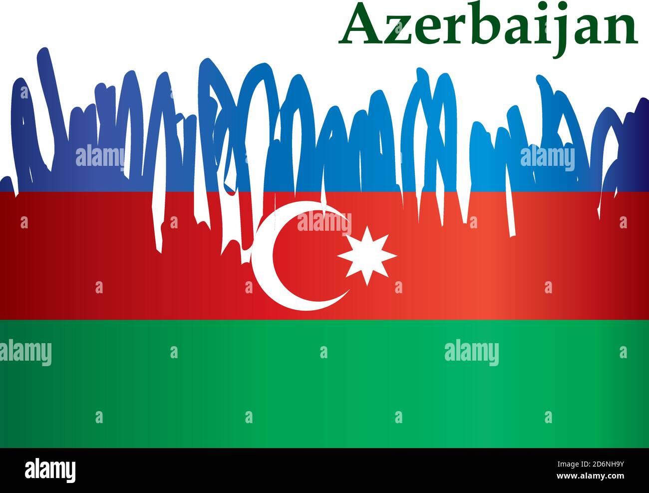 Flagge von Aserbaidschan, Republik Aserbaidschan. Helle, farbenfrohe Vektorgrafik Stock Vektor
