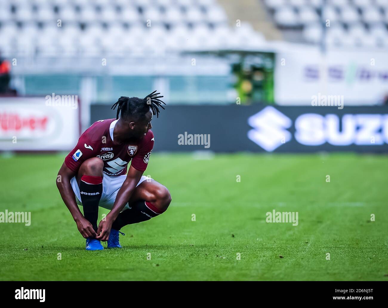 18. Oktober 2020, Turin, Italien: Soualiho Meite des FC Turin während des Spiels der Serie A 2020/21 zwischen dem FC Turin und Cagliari Calcio im Stadio Olimpico Grande Torino, Turin, Italien am 18. Oktober 2020 - Photo Fabrizio Carabelli/LM (Bild: © Fabrizio Carabelli/LPS via ZUMA Wire) Stockfoto