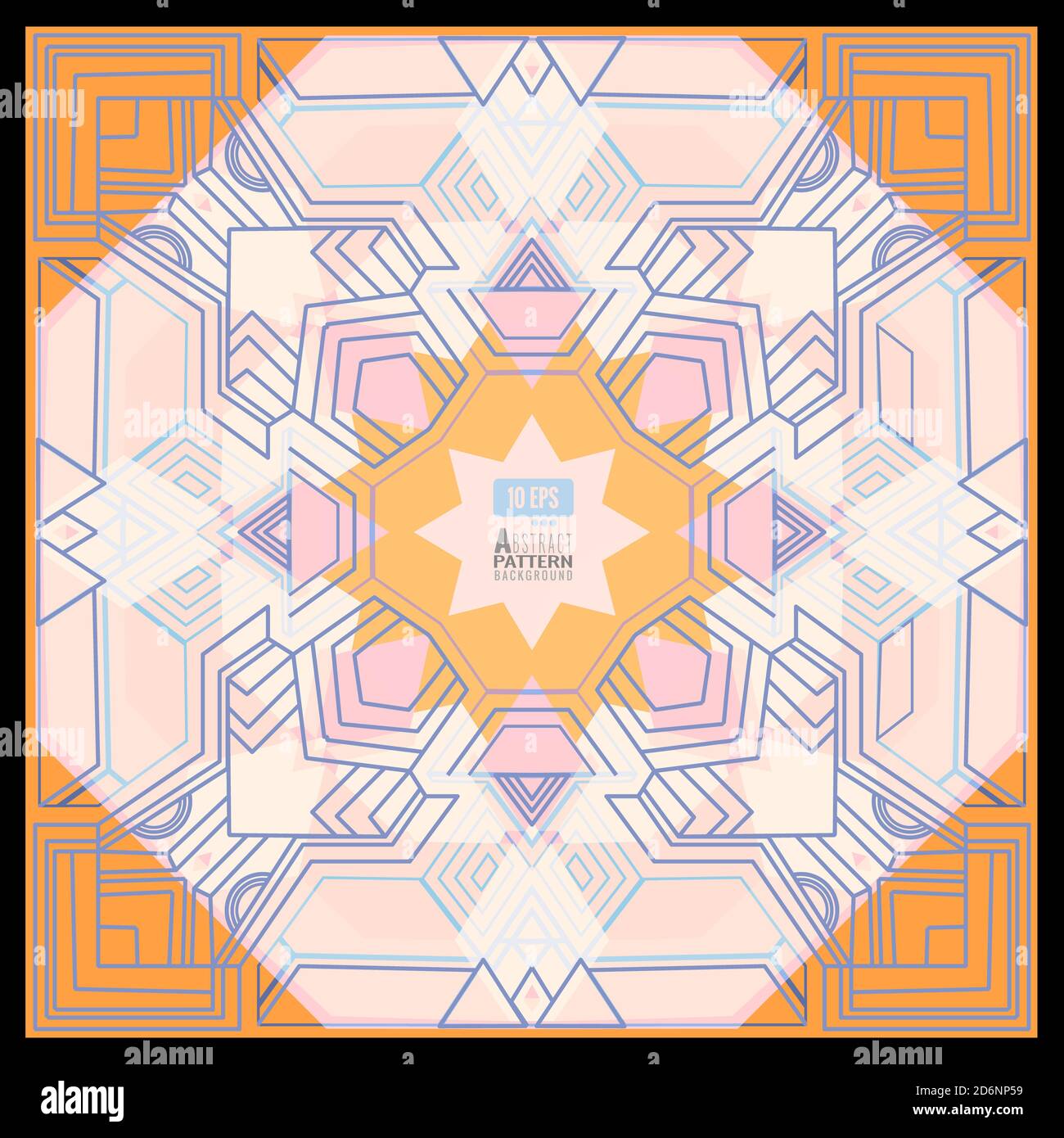 Abstrakte geometrische Rahmen Muster Linie Kunst auf orange und rosa Hintergrund Stockfoto