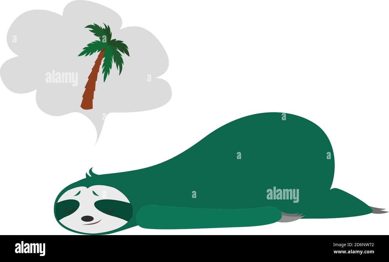 Schlafender Faultier, Illustration, Vektor auf weißem Hintergrund Stock Vektor