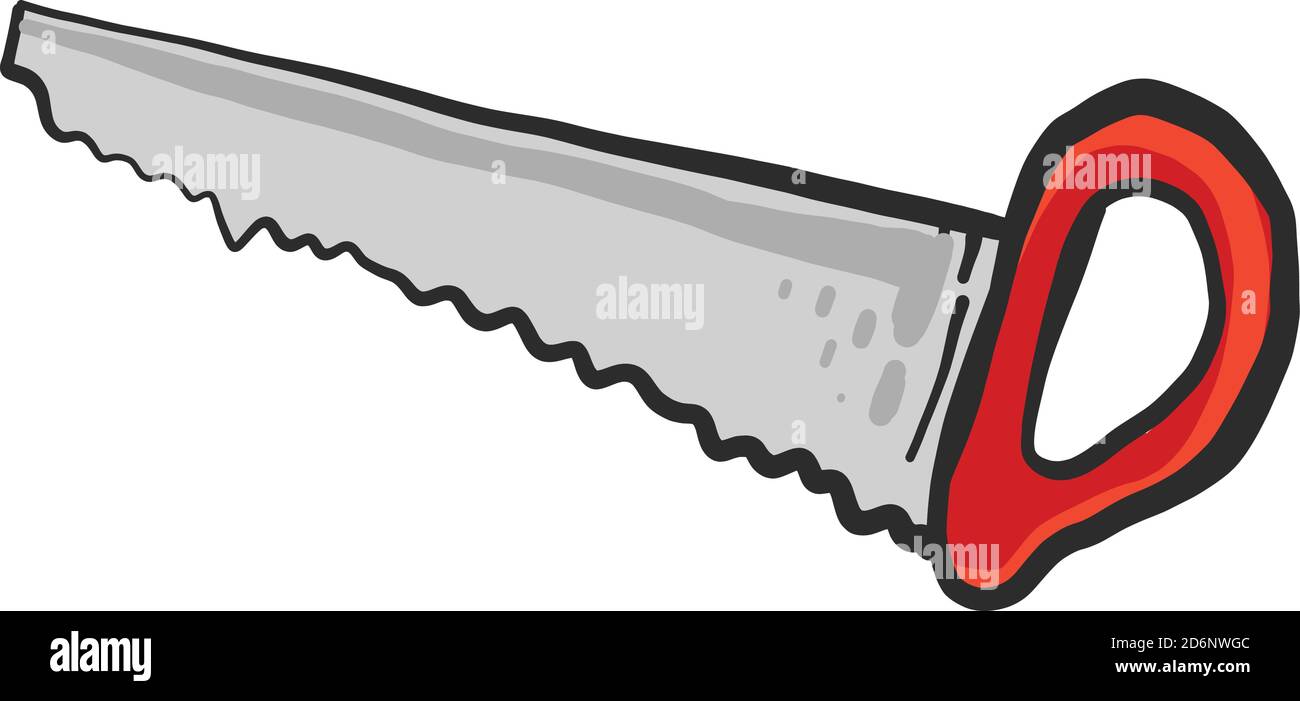 Rote Handsäge, Illustration, Vektor auf weißem Hintergrund Stock Vektor