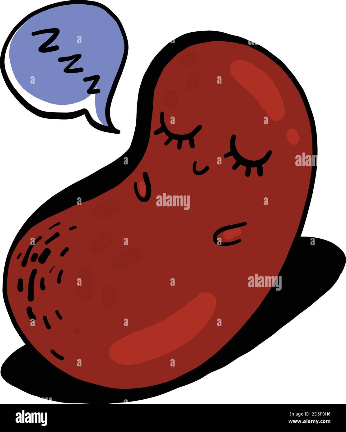 Schlafende Bohne, Illustration, Vektor auf weißem Hintergrund Stock Vektor