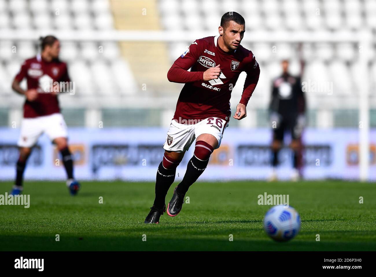 Turin, Italien - 18. Oktober, 2020: Federico Bonazzoli von Turin FC in Aktion während der Serie A Fußballspiel zwischen Turin FC und Cagliari Calcio. Cagliari Calcio gewann 3-2 gegen den FC Turin. Kredit: Nicolò Campo/Alamy Live Nachrichten Stockfoto