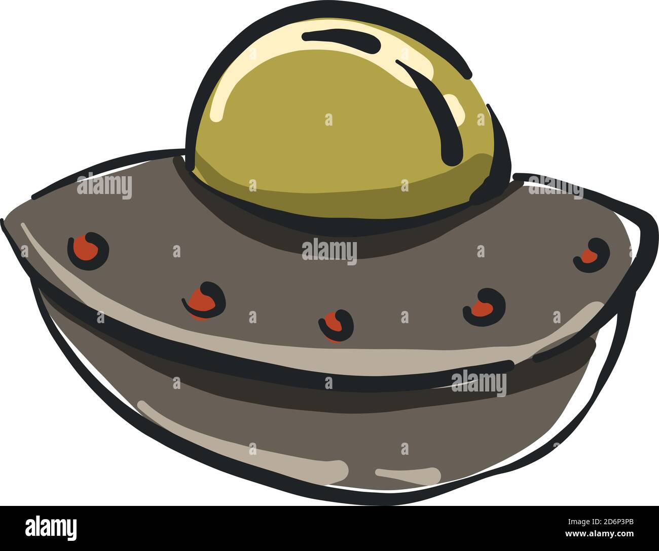 Alien Schiff, Illustration, Vektor auf weißem Hintergrund. Stock Vektor