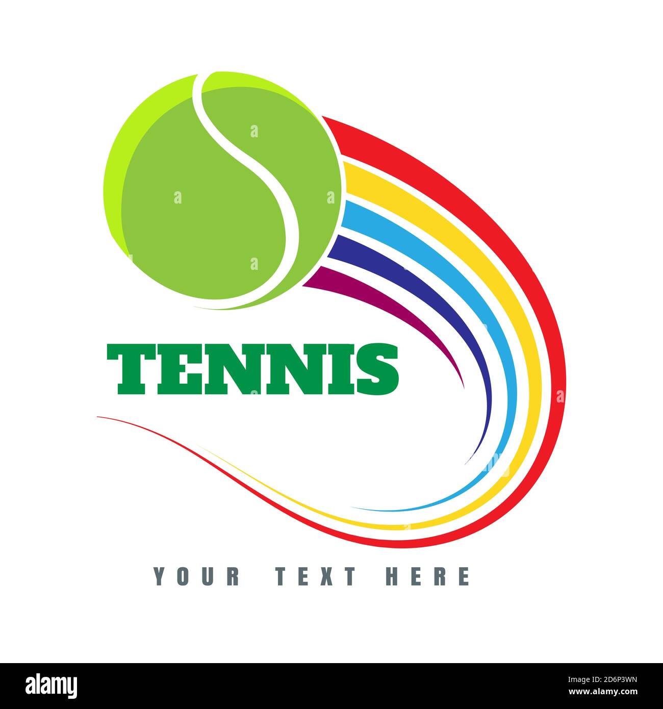 Tennis Logo oder Emblem mit Tennisball und Trails. vektorgrafik. Stock Vektor